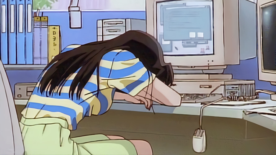 AnimeCharacter Sitting at Computer