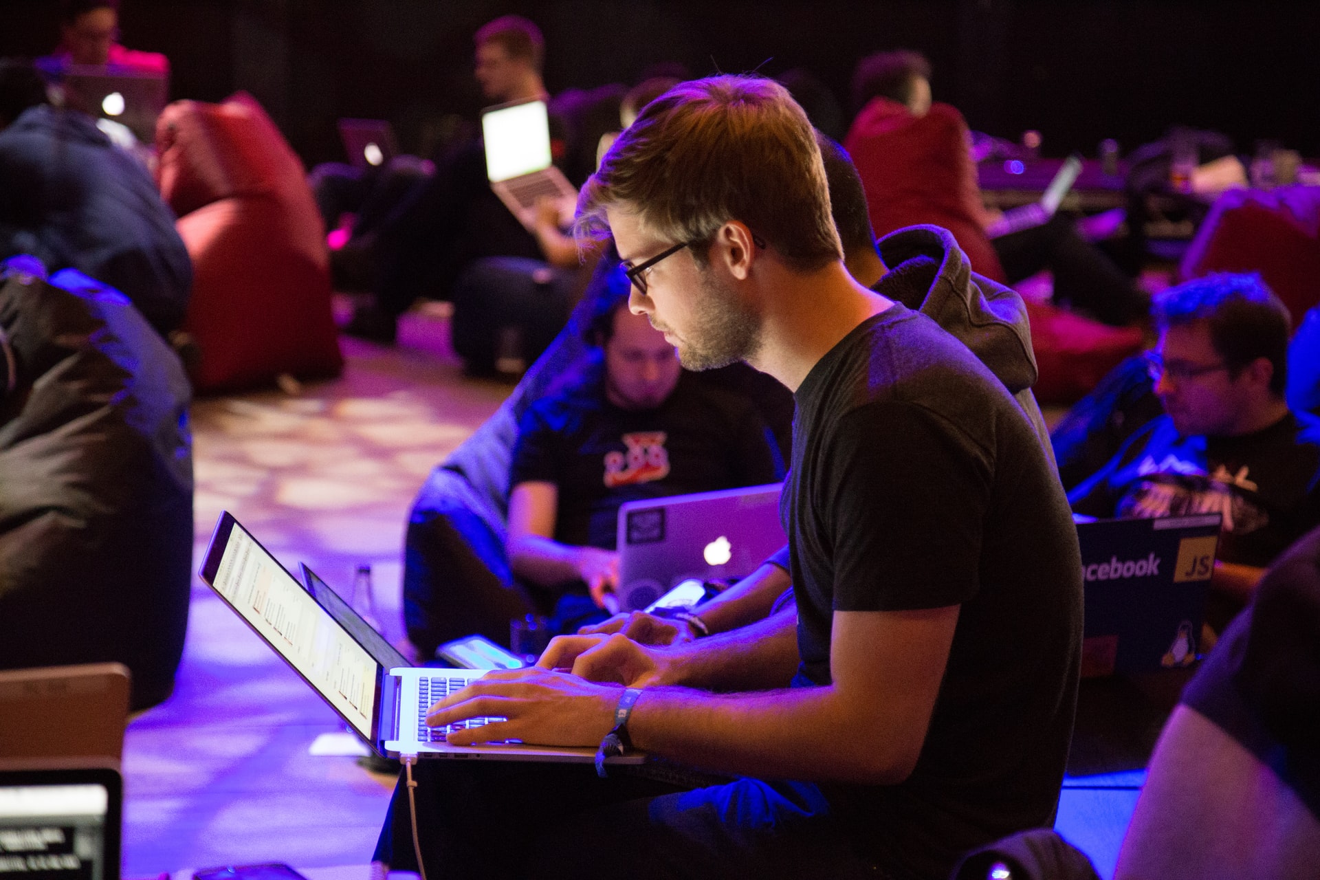 Stock Photo of Person Using Laptop